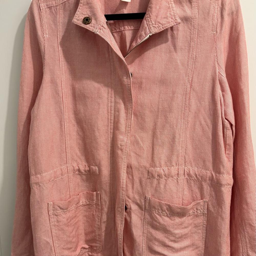 Cute light Caslon light  weight linen blend striped jacket medium petite. EUC
